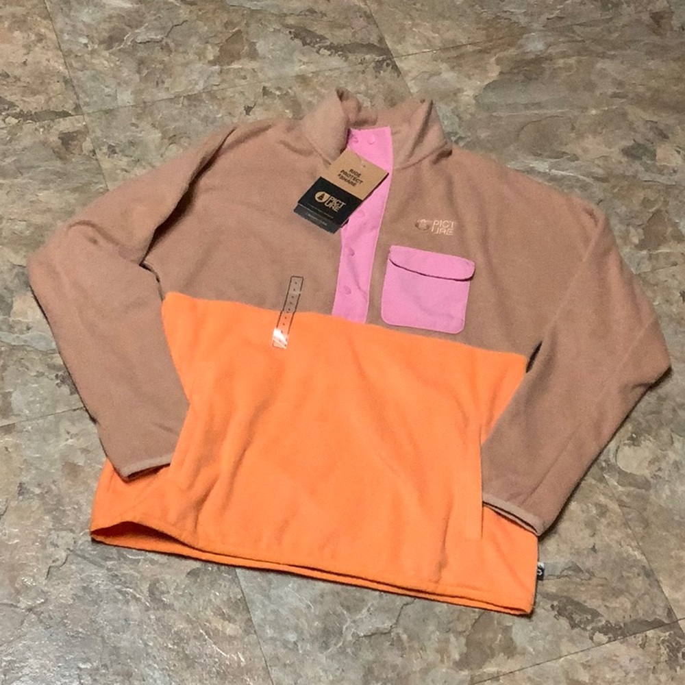 Picture fleece pullover jacket brown, orange & pink 🎉🥳🎉 HP🥳🎉🥳